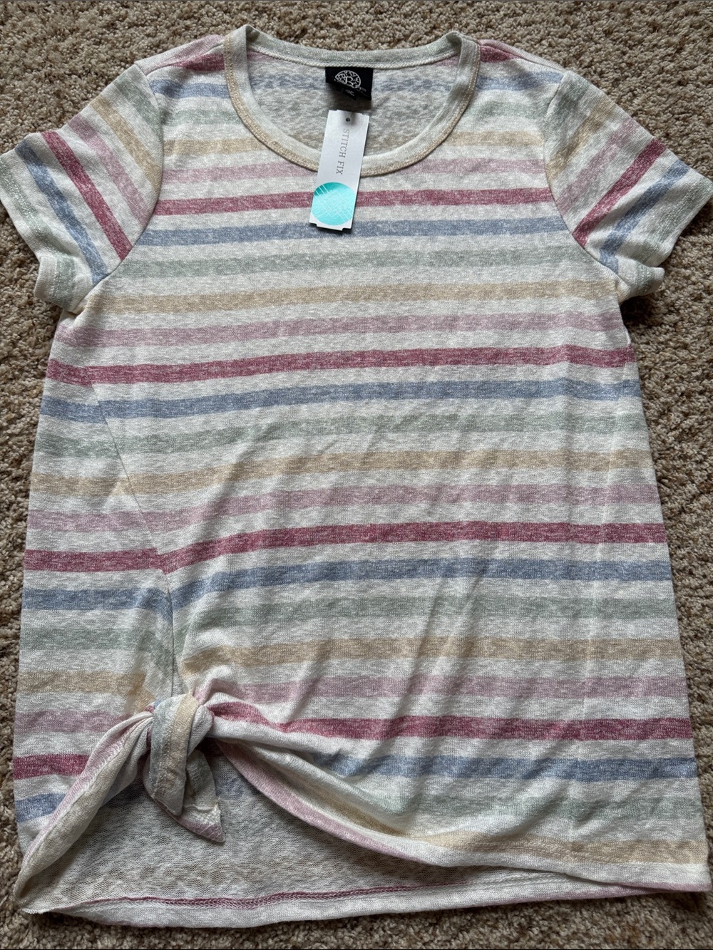 Bobeau (Stitch Fix) Striped Side Tie Top